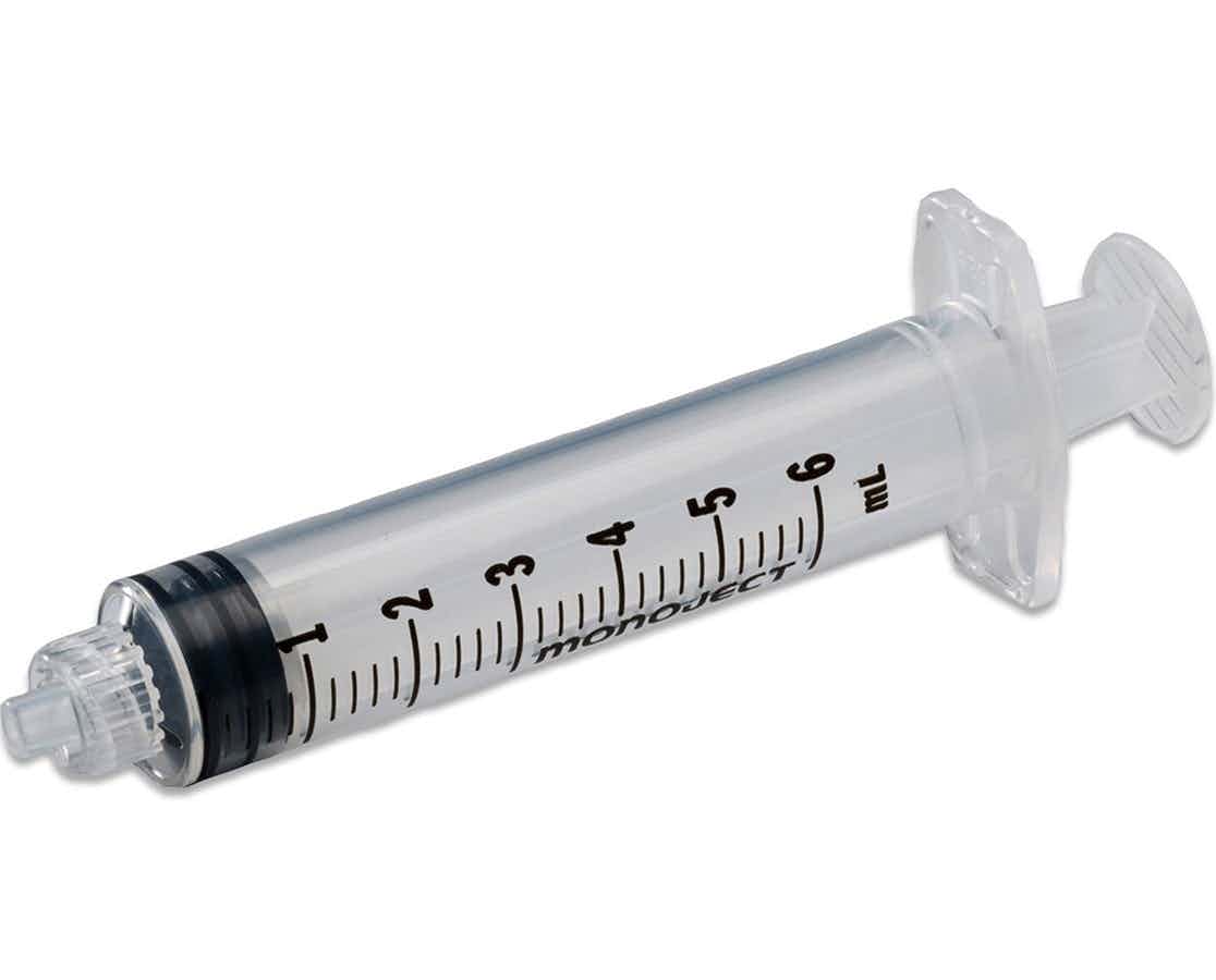 Monoject SoftPack Syringe,  Luer-Lock Tip, Without Needle, 1180600777, 6 mL - Box of 100
