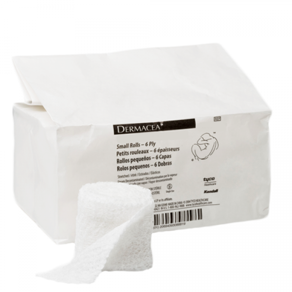 Cardinal Health Dermacea Gauze Fluff Roll, Non-Sterile, 6-Ply, 4.5" X 4-1/10 yds, 441251, Case of 100