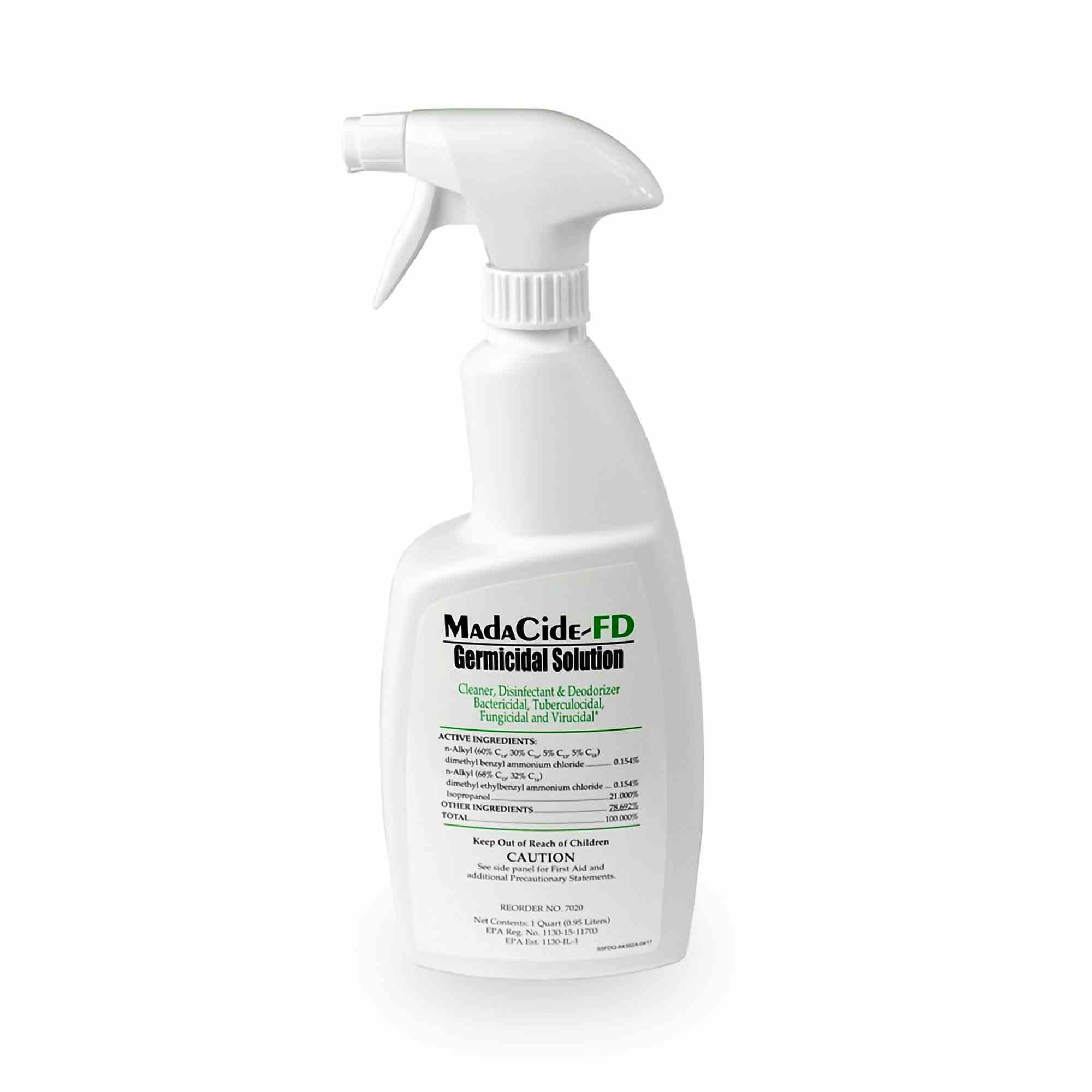 MadaCide-FD Germicidal Solution Cleaner, Disinfectant & Deodorizer, 32 oz., 7020, 1 Each