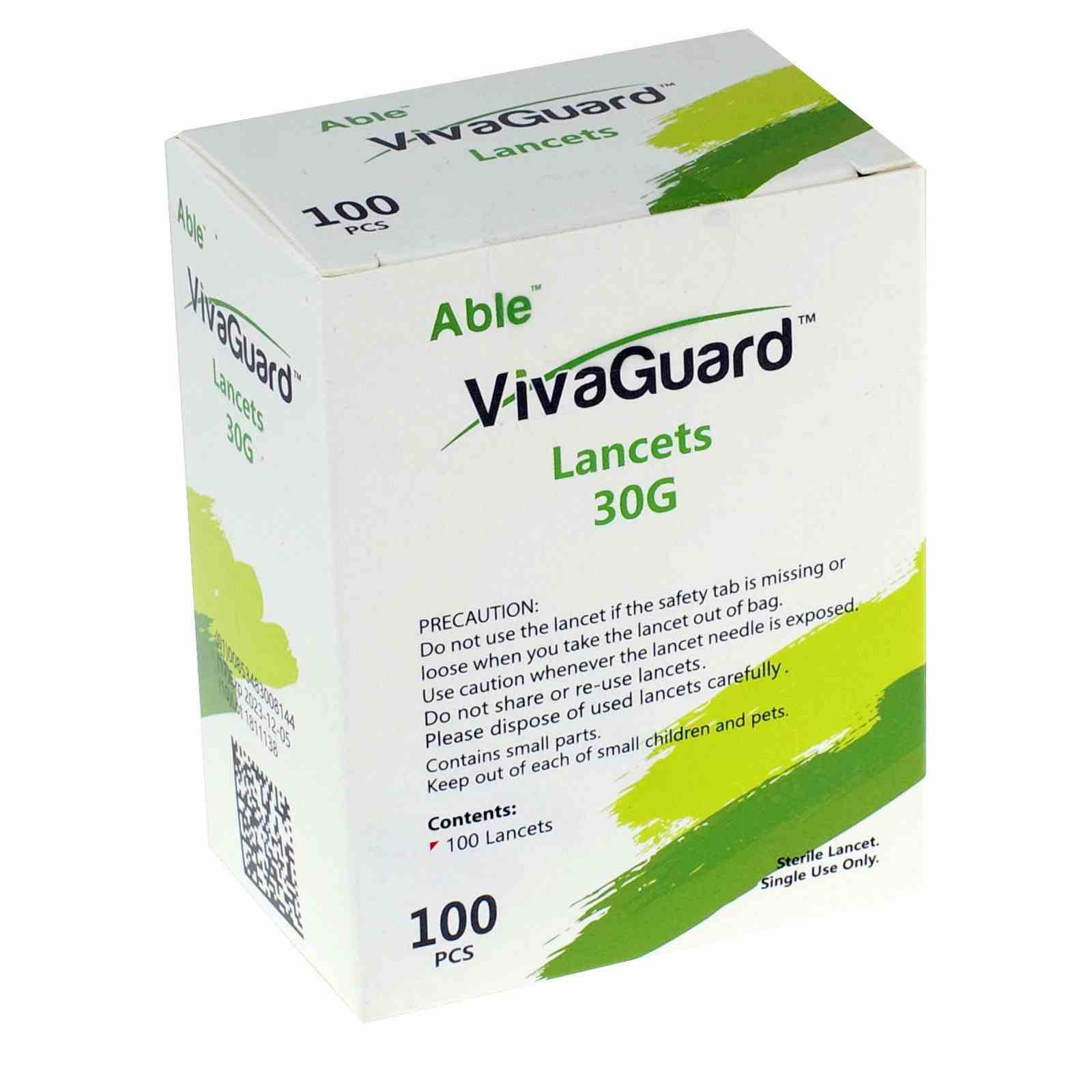 Able VivaGuard Lancets, 30G, VGL01-383, Box of 100