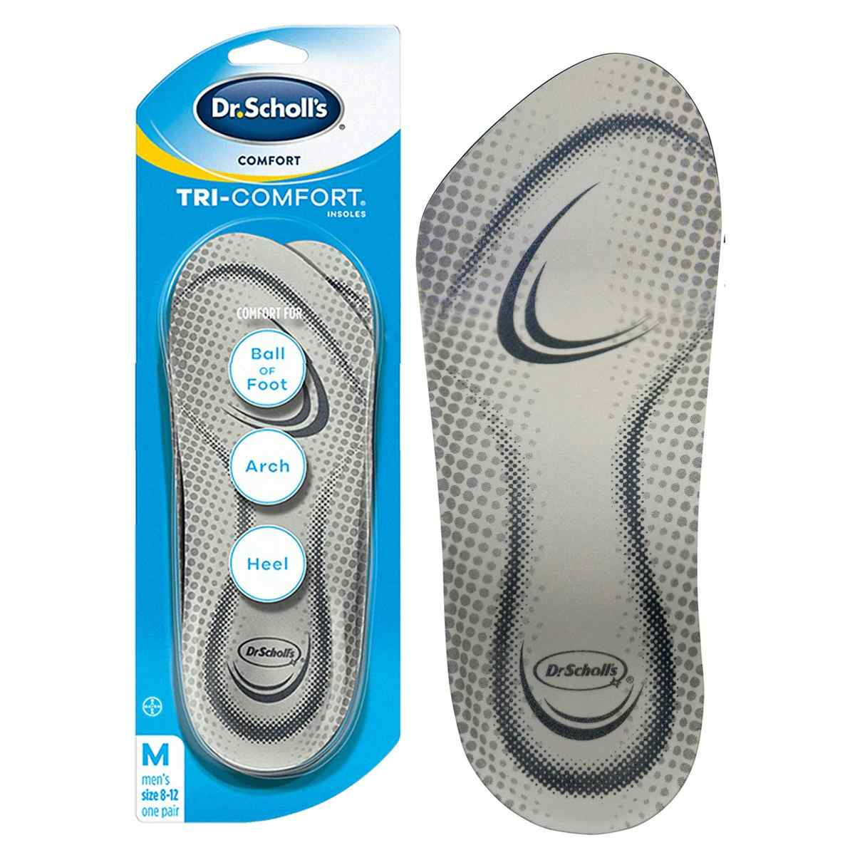 Dr. Scholl's Comfort Tri-Comfort Shoe Insoles, 85284622, Male (Size 8-12) - Pack of 2