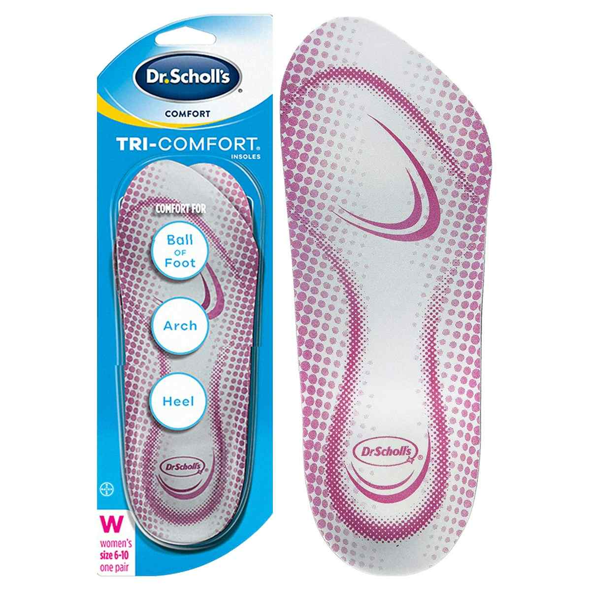 Dr. Scholl's Comfort Tri-Comfort Shoe Insoles, 85284703, Female (Size 6-10) - Pack of 2