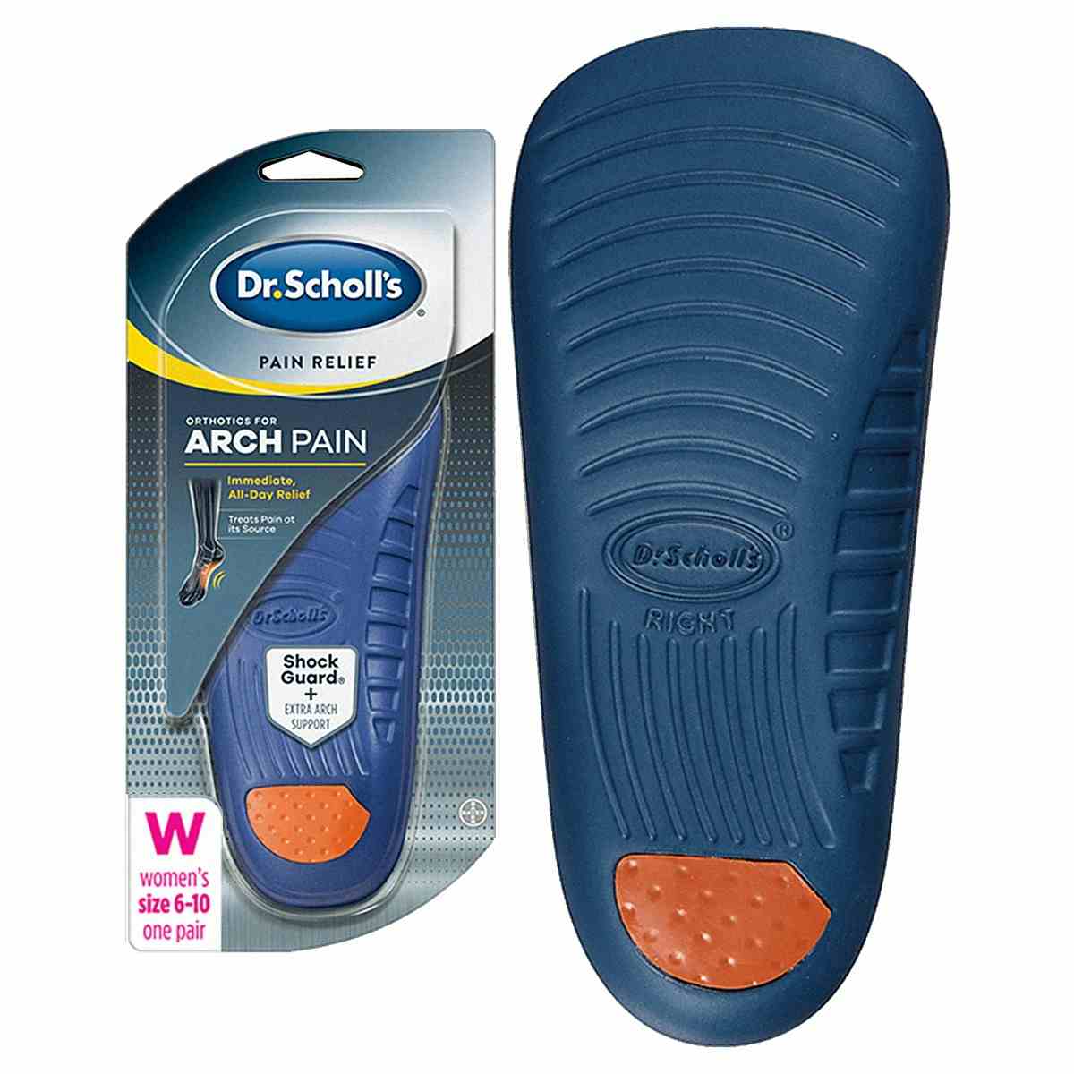 Dr. Scholl's Pain Relief Orthotics for Arch Pain, 85279157, Women's (Size 6-10) - Pack of 2