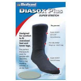 Medicool DiaSox Plus Diabetes Socks, Oversized, Super Stretch, DPBL, Large - Black - 1 Pair