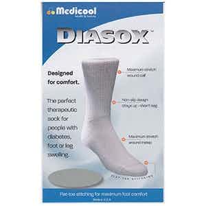 Medicool DiaSox Diabetes Socks, Seam-Free, DISWLARGE, Large - White - 1 Pair