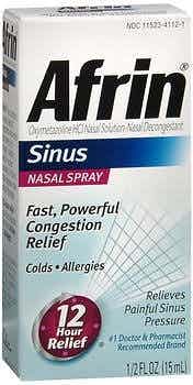 Afrin Sinus Nasal Spray, 0.05% Strength, 15 mL, 4110081127, 1 Each