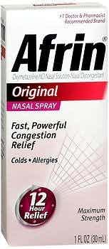 Afrin Original Nasal Decongestant Spray, 0.05% Strength, 4110081125, 30 mL - 1 Each