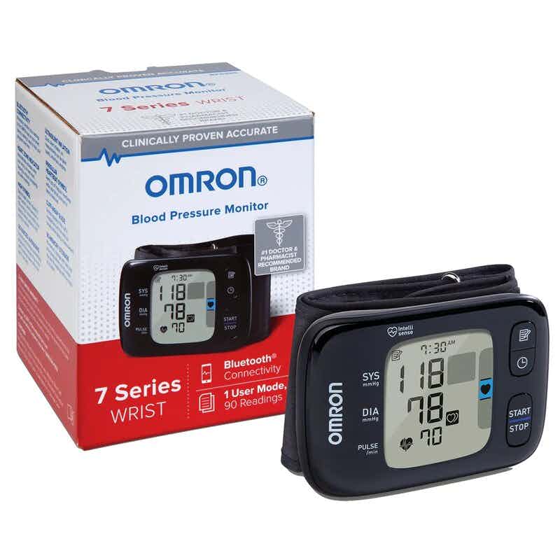 Omron 7 Series Digital Blood Pressure Wrist Unit, Automatic Inflation, BP6350, Partial Left and Top View, 1 Each