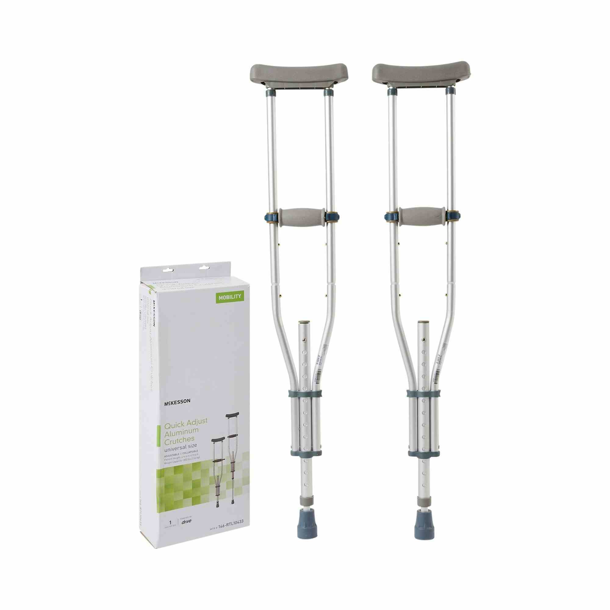 McKesson Underarm Aluminum Frame Crutches, 146-RTL10433, Box of 1