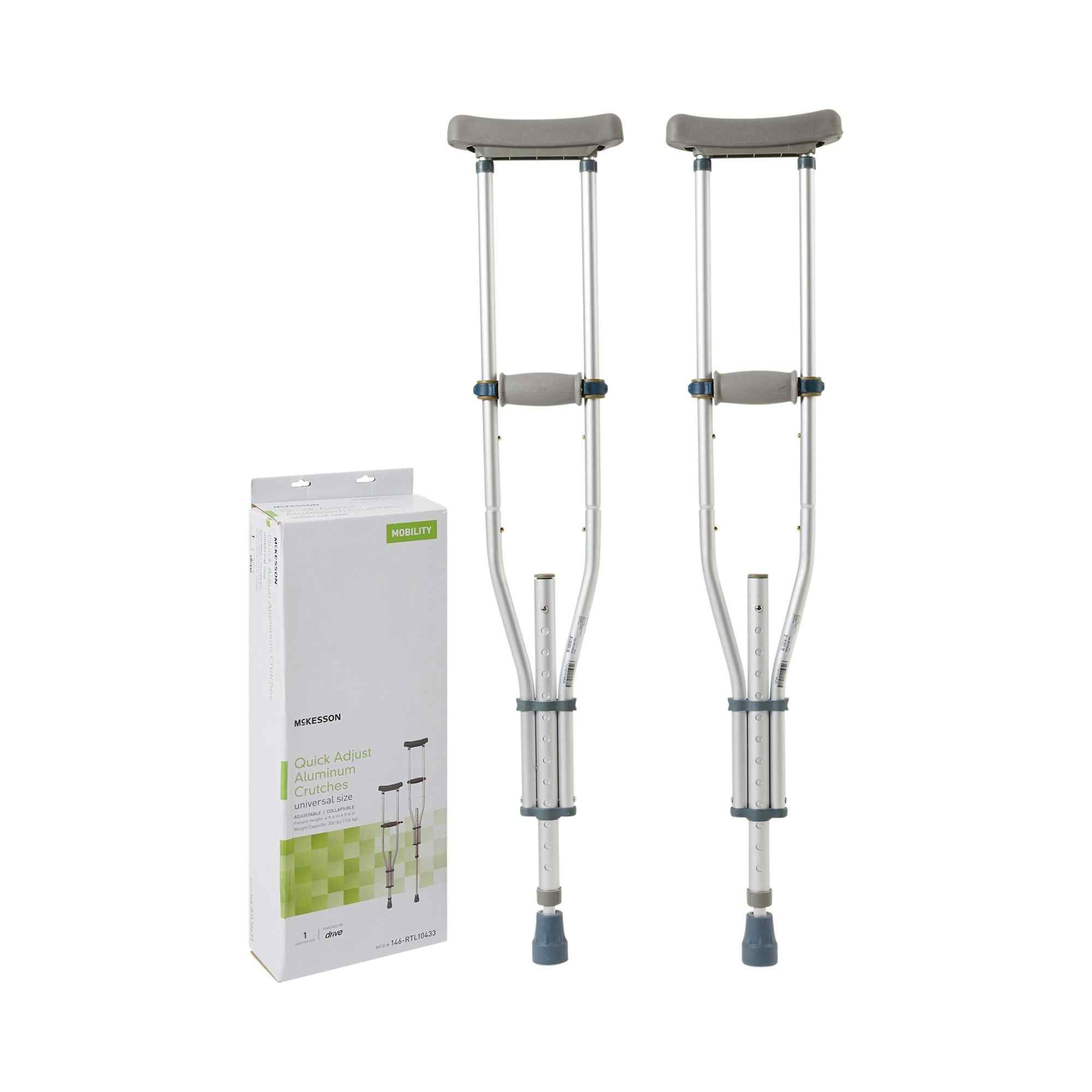 McKesson Underarm Aluminum Frame Crutches, 146-RTL10433, Case of 8