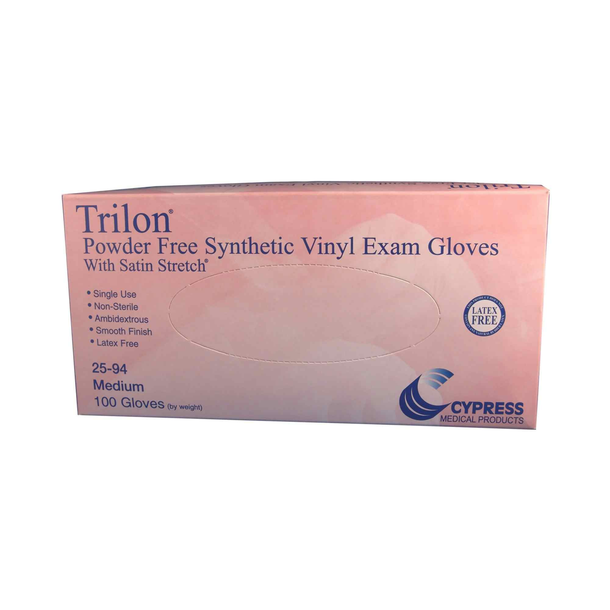 Trilon Powder Free Synthetic Vinyl Exam Glove, Clear, 25-92, Small - Case of 1000