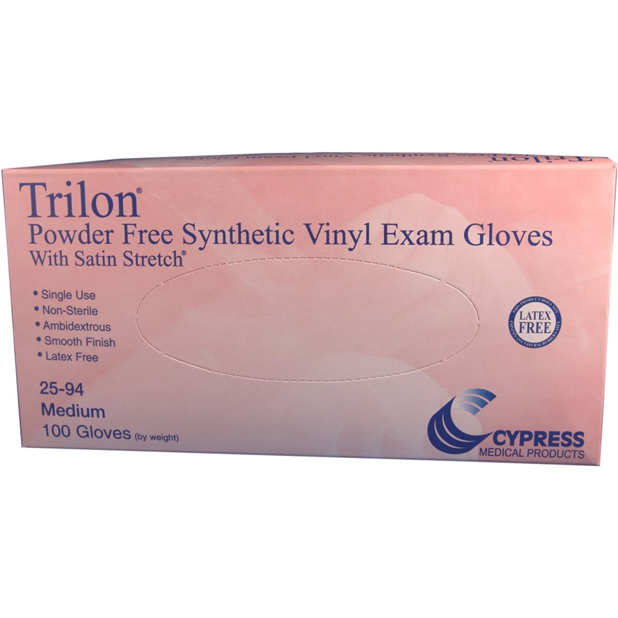 Trilon Powder Free Synthetic Vinyl Exam Glove, Clear