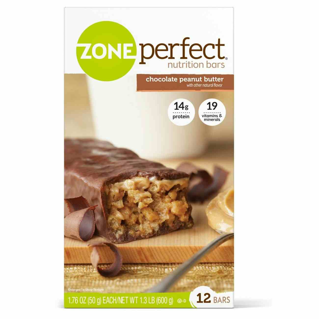 ZonePerfect Nutrition Bars, Chocolate Peanut Butter, 63161, Box of 12