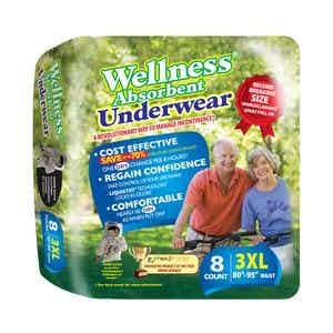 Wellness Absorbent Underwear, 6288, 3X-Large (80-95") - Case of 32 (4 Packs)