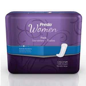 Presto Incontinence Pads for Women, Moderate Absorbency, BCP21310, 12" - Case of 180 (6 packs)