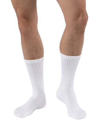 Jobst SensiFoot Crew-Length Diabetic Sock, Closed Toe, 8-15 mmHg, 110836, White - Small - 1 Pair