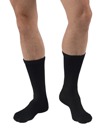 Jobst SensiFoot Crew-Length Diabetic Sock, Closed Toe, 8-15 mmHg, 110854, Black - XL - 1 Pair