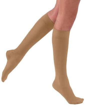 Jobst UltraSheer Women's Knee-High Compression Stockings, Closed Toe, 8-15 mmHg, 119330, Silky Beige - Large - 1 Pair
