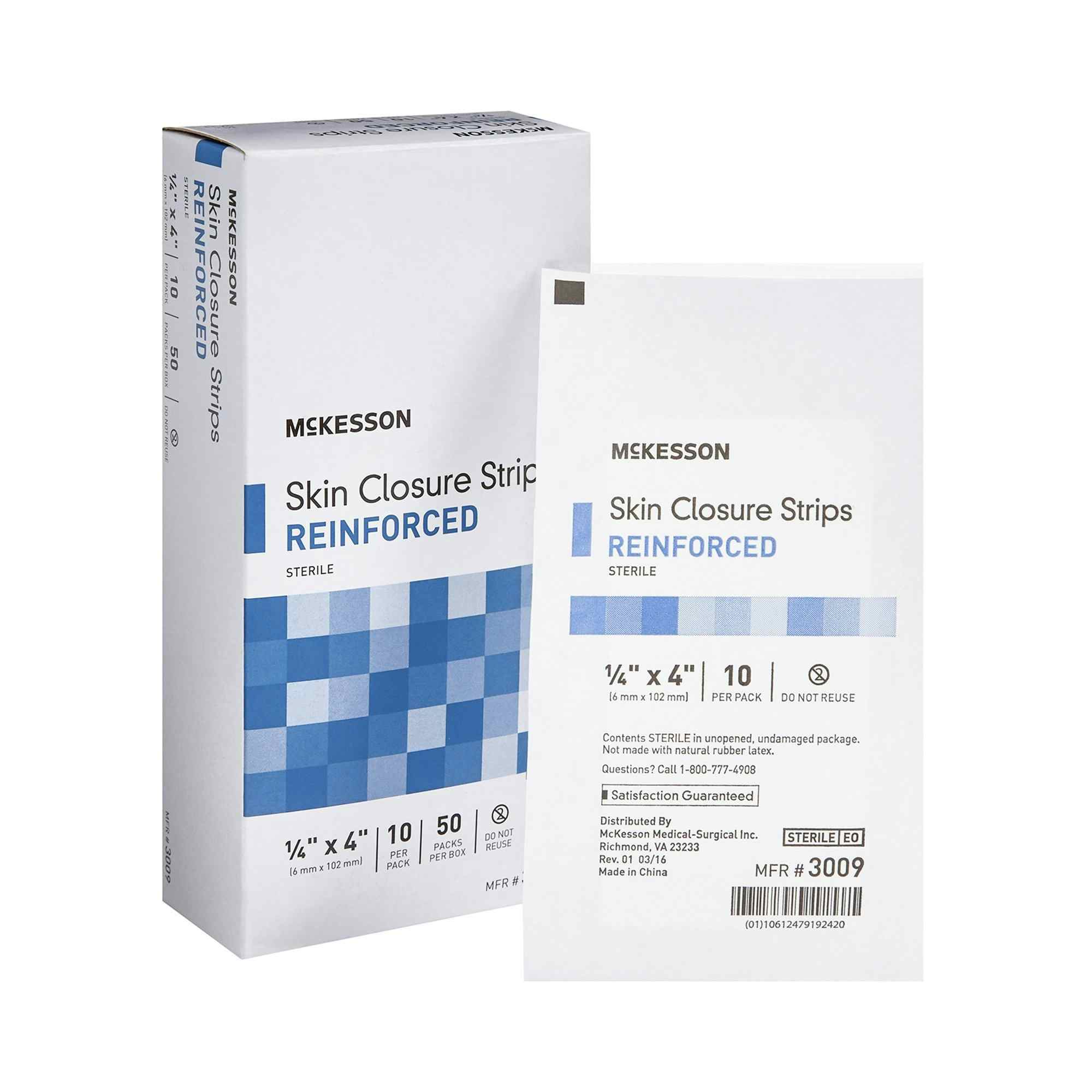 McKesson Skin Closure Strip, Sterile, Reinforced, 3009, Box of 50