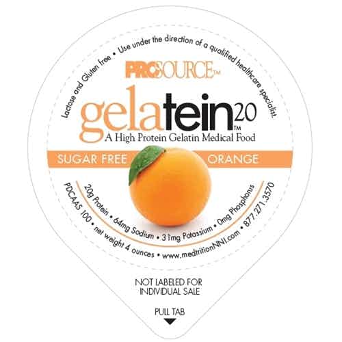 Prosource Gelatein 20 Sugar Free Protein Cup, Orange, 4 oz., 11691, Case of 36