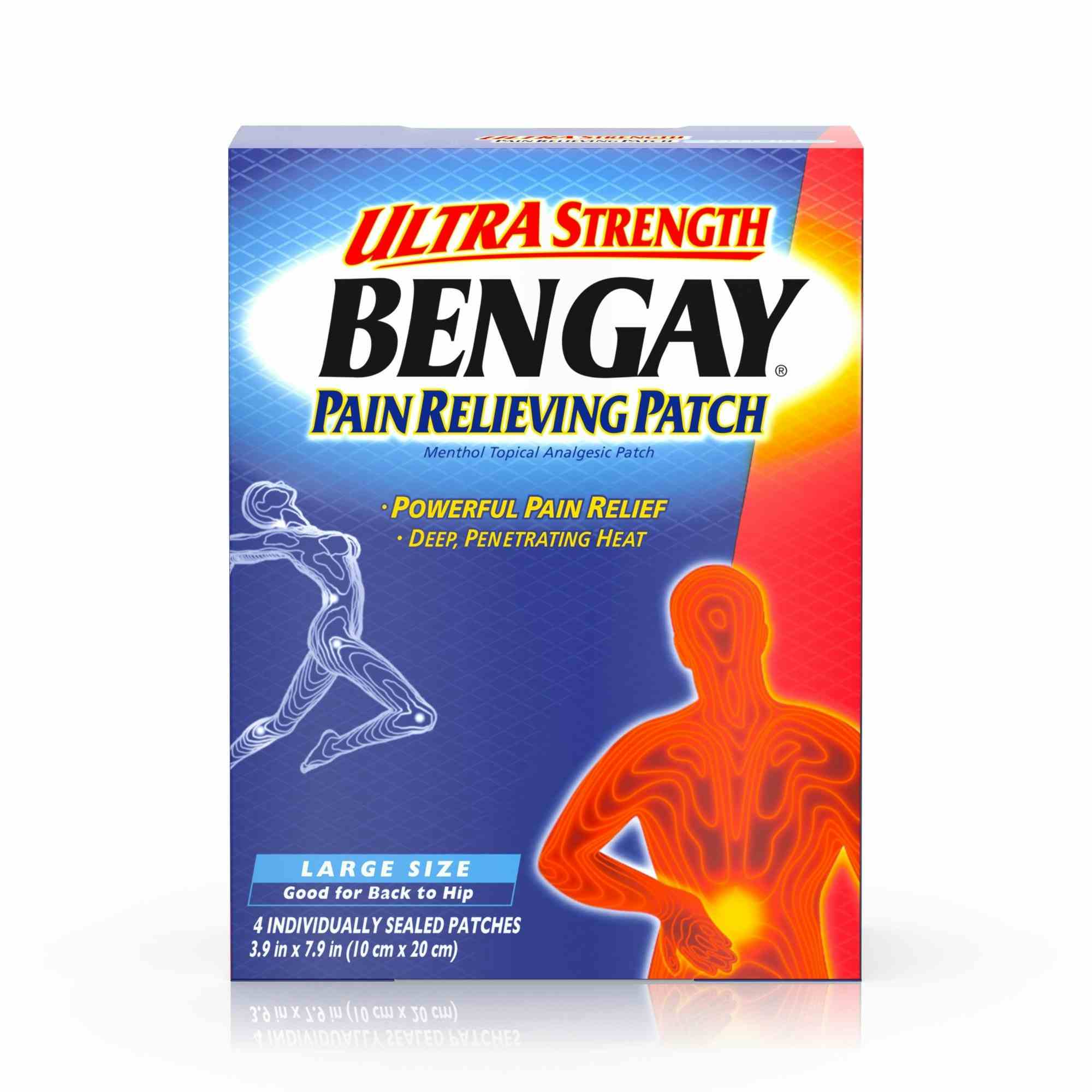 Bengay Pain Relieving Patch, Ultra Strength, 10074300081493, Box of 4