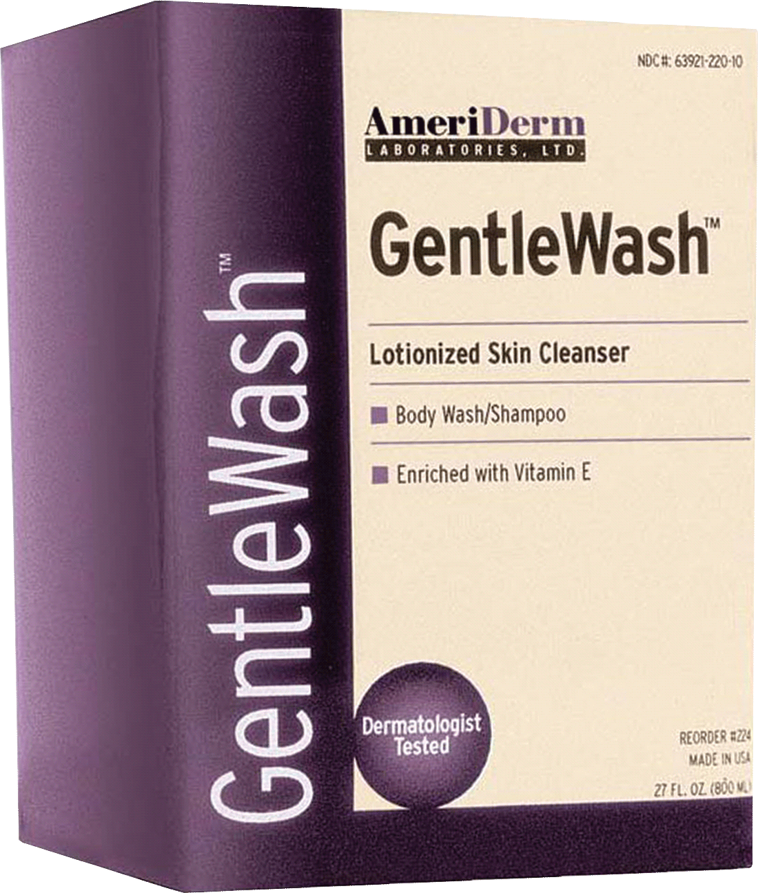 Ameriderm GentleWash Lotionized Skin Cleanser, 800 mL, 224, Case of 12