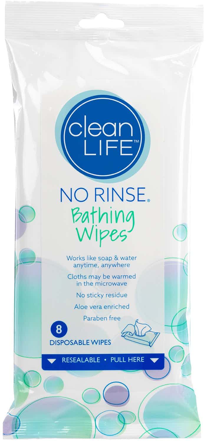 Cleanlife No-Rinse Bathing Wipes, 1000, Pack of 8