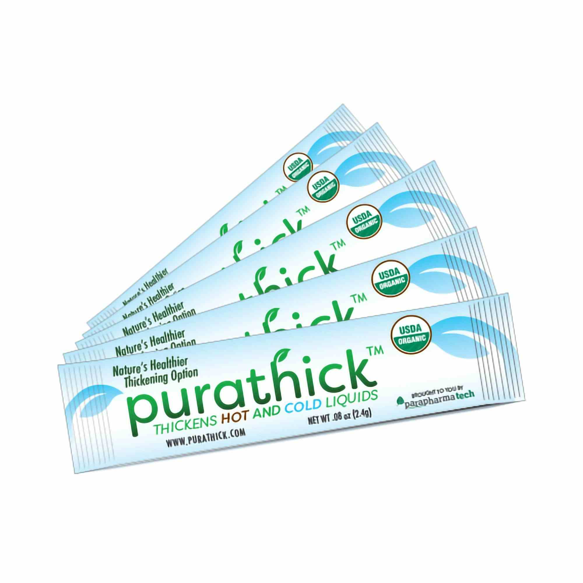 purathick Beverage Thickener Powder, Unflavored, 2.4 Gram Individual Packets, WHO-PUR-003, Box of 30