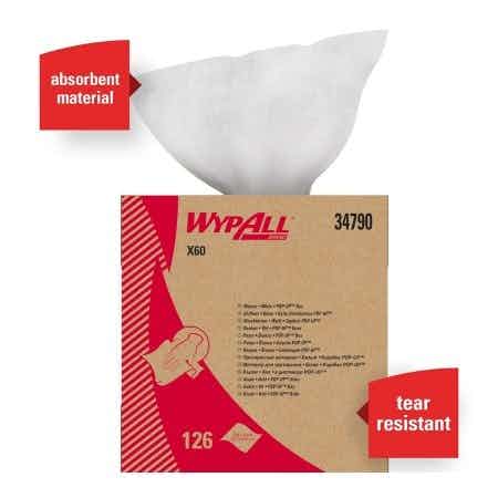 WypAll X60 Cloths, 34790, Case of 1260 (10 Boxes)