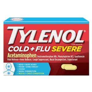 Tylenol Cold + Flu Severe Acetaminophen, 100 Capsules, 027050, 1 Each