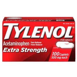 Tylenol Extra Strength, 500 mg Acetaminophen, 100 Tablets, 044909, 1 Each