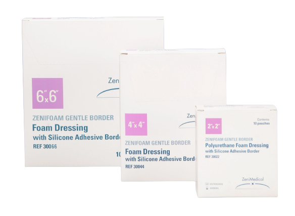ZeniMedical ZeniFoam Gentle Border Heel Foam Dressing with Silicone Adhesive Border, 5 X 8", 30000-H, 1 Each