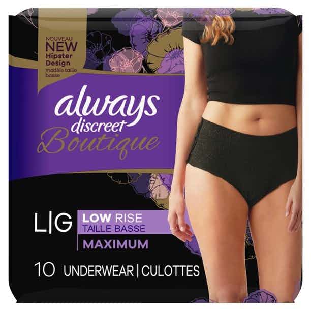 Always Discreet Boutique Low Rise Underwear, 80351805, Pack of 10