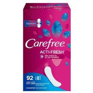Carefree Acti-Fresh Panty Liner, Unscented, Long, 06982, Pack of 92