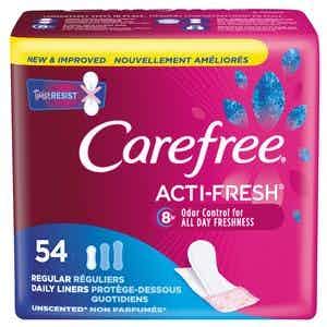 Carefree Acti-Fresh Panty Liner, Unscented, Regular, 08198, Pack of 54