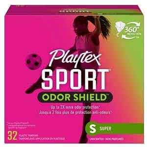 Playtex Sport Odor Shield Tampons, Super Absorbency, 08255, Box of 32