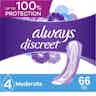 Always Discreet Incontinence Pads, Moderate Absorbency, 80348659, Pack of 66