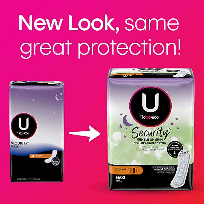 U by Kotex Security Ultra Thin Pads, Overnight Absorbency