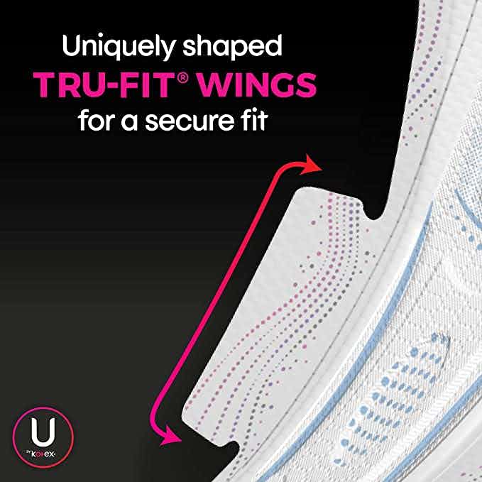 U by Kotex AllNighter Ultra Thin Pads with Wings, Overnight Absorbency