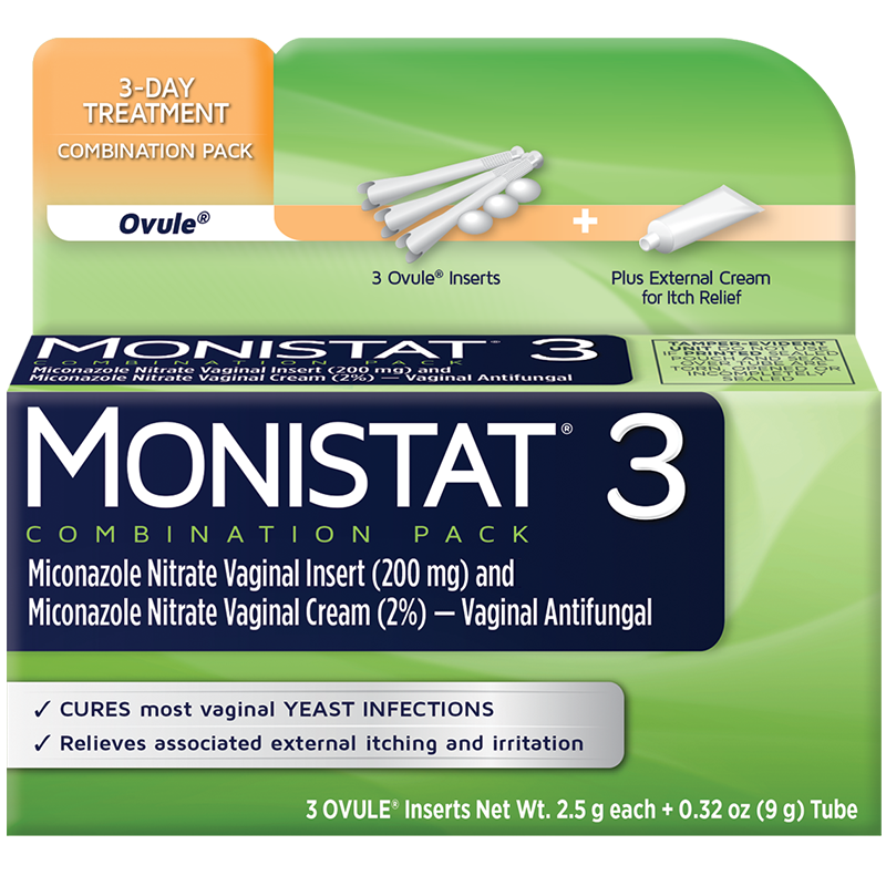 Monistat 3-Day Treatment Vaginal Cream, 363736044869, Combination Pack Ovules - 1 Each
