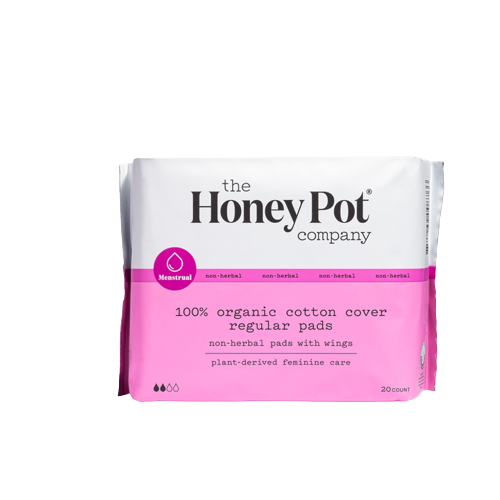 The Honey Pot Non Herbal Pads with Wings, Regular Absorbency, F8766, Pack of 20