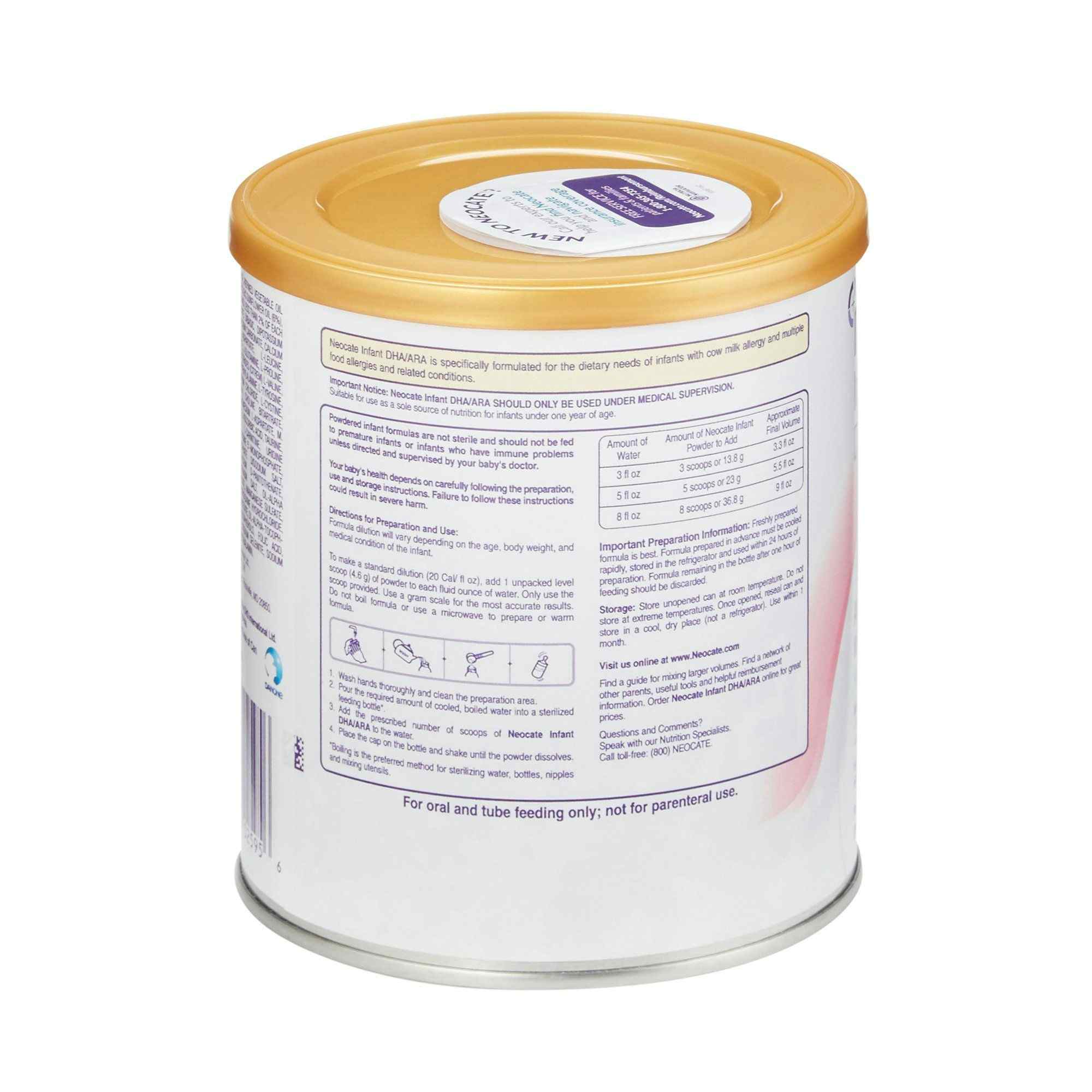 Nutricia Neocate Infant DHA & ARA Amino Acid Based Infant Powdered Formula with Iron, 14.1 oz., 125626, 1 Each