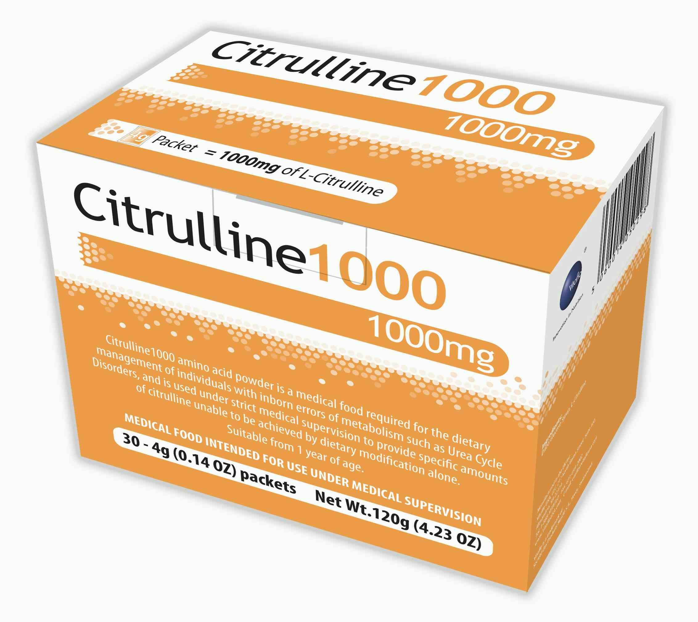 Citrulline 1000 Amino Acid Oral Supplement, 4 Grams, 55095, Box of 30