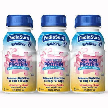 PediaSure Sidekicks High Protein Pediatric Oral & Tube Feeding Supplement Shake, Strawberry, 8 oz., 66916, Case of 24 (4 Packs)