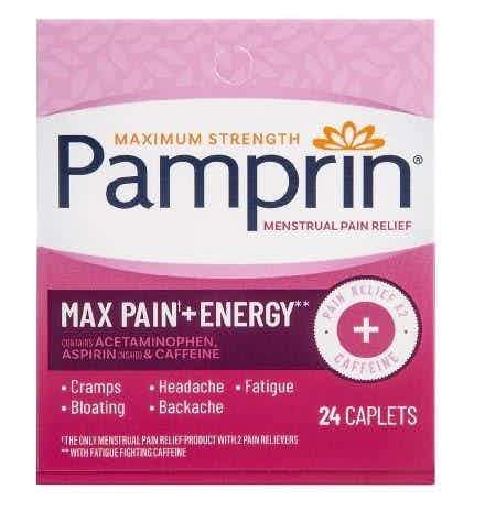Pamprin Max Pain+Energy Mensural Pain Relief, Maximum Strength, 24 Caplets, 30066, 1 Each