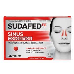 Sudafed PE Sinus Congestion Relief, Maximum Strength, 36 Tablets, 058136, 1 Each