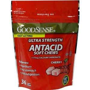 GoodSense Antacid Soft Chews, Ultra Strength, Cherry, 36 Soft Chews, BS00616, Bag of 36