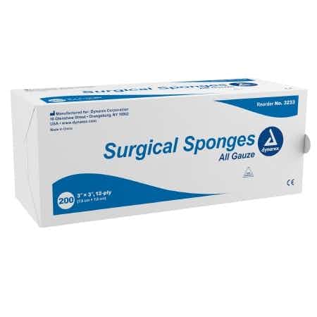 Dynarex Gauze Sponge, 12 ply, Non Sterile, 3233, 3 X 3 inches - Case of 20