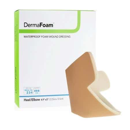 DermaRite DermaFoam Waterproof Foam Wound Dressing, Heel/Elbow, Sterile, 6 X 7", 00293E, Box of 5
