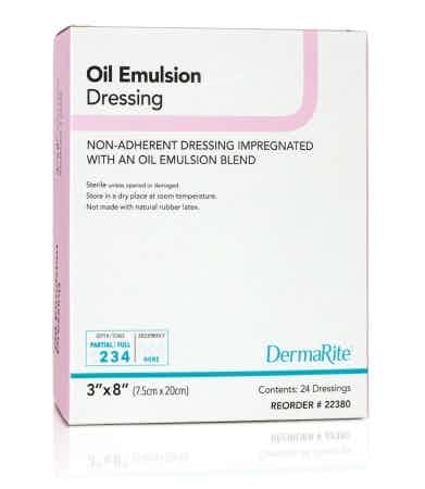 DermaRite Oil Emulsion Impregnated Dressing, Sterile, 3 X 8", 22380, Box of 24